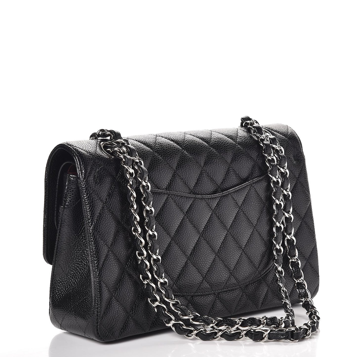 Caviar Quilted Medium Double Flap Black