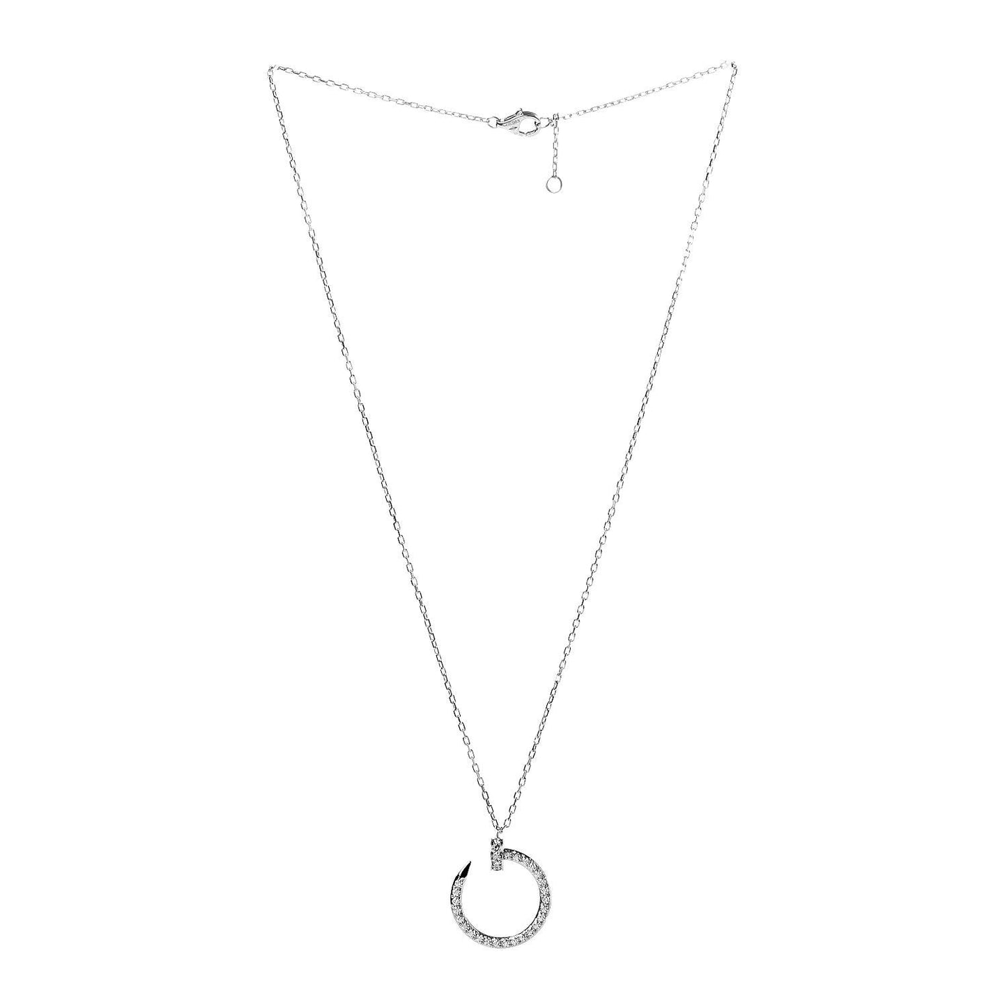 18K White Gold Diamond Juste Un Clou Paved Pendant Necklace