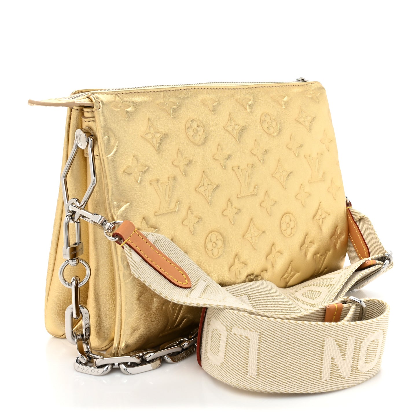 Lambskin Embossed Monogram Coussin PM Gold