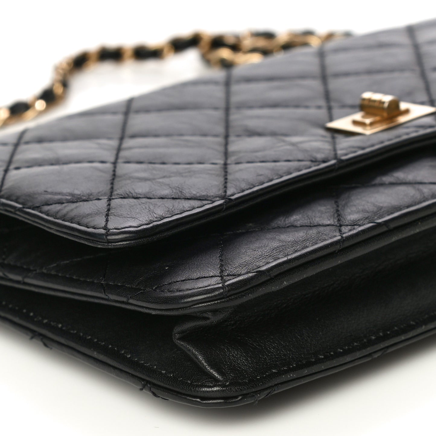 Aged Calfskin Quilted Reissue Wallet On Chain WOC Black