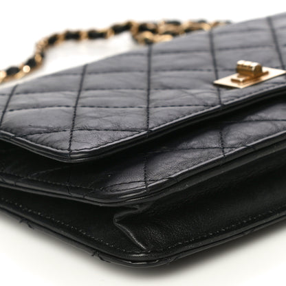 Chanel Aged Calfskin Quilted Reissue Wallet On Chain WOC Black 9 of 27