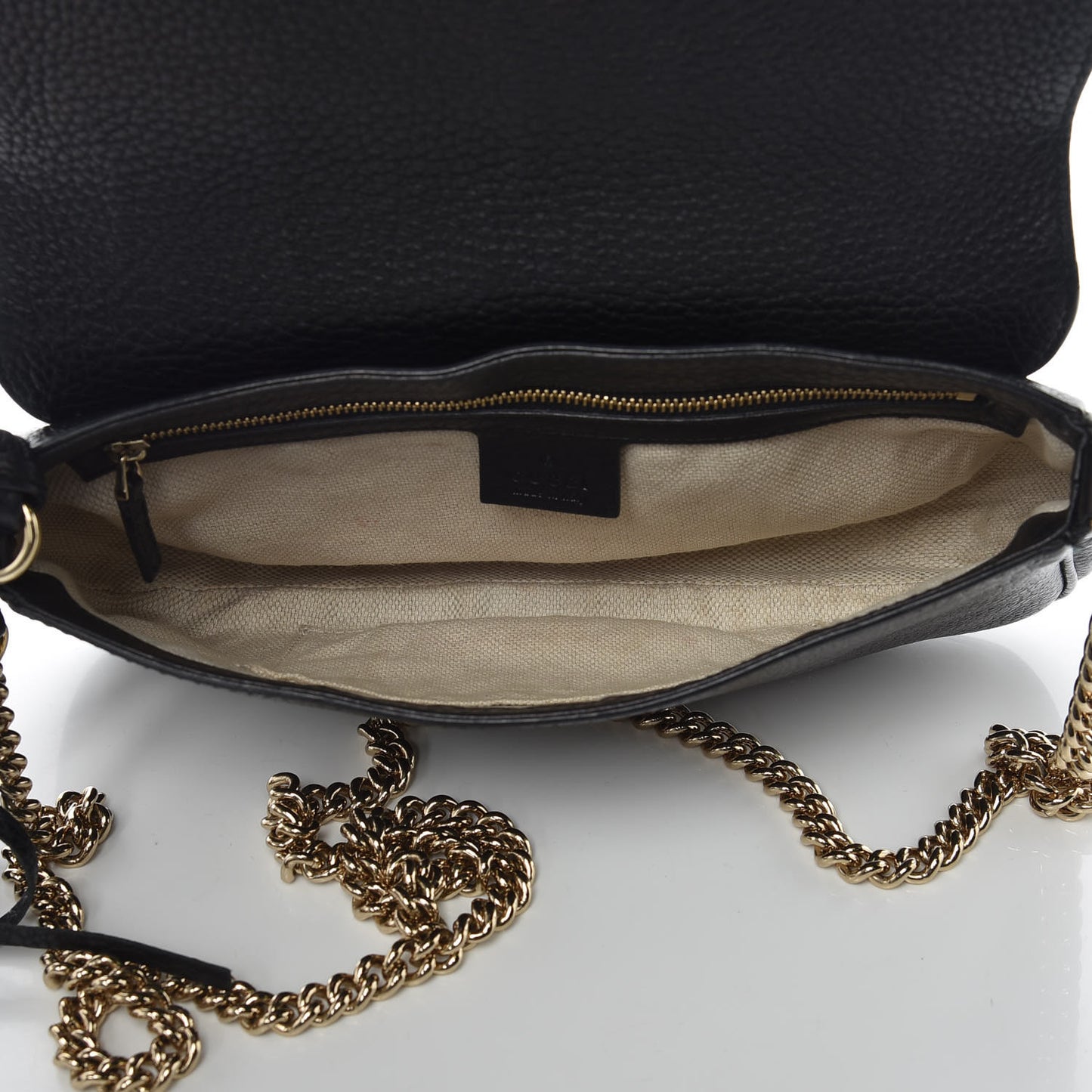 Pebbled Calfskin Medium Soho Flap Crossbody Black