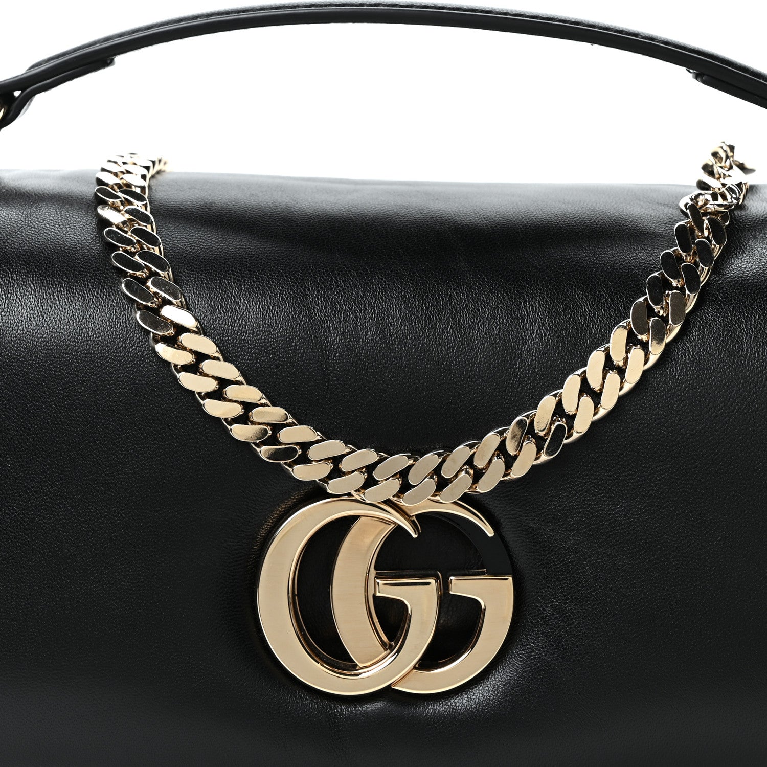 Gucci Lambskin Mini GG Milano Top Handle Shoulder Bag Black 8 of 10