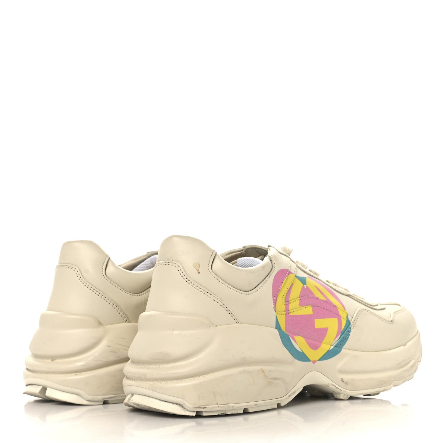 Gucci Calfskin Heart Rhyton Sneakers 39.5 Ivory 5 of 10