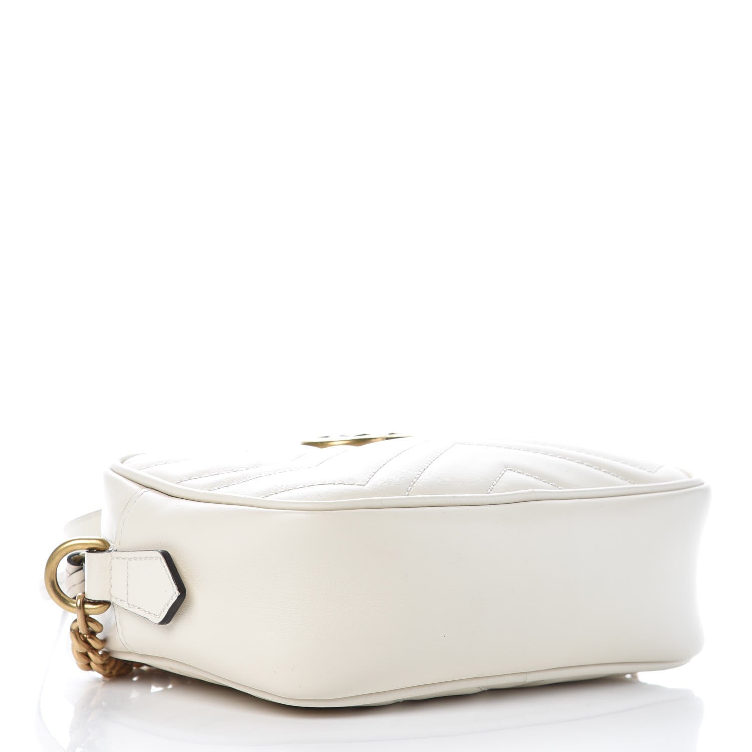 Gucci Calfskin Matelasse Mini GG Marmont Chain Shoulder Bag White 4 of 7
