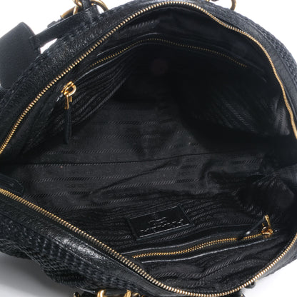 Prada Paglia Cinghiale Frame Tote Black 5 of 9