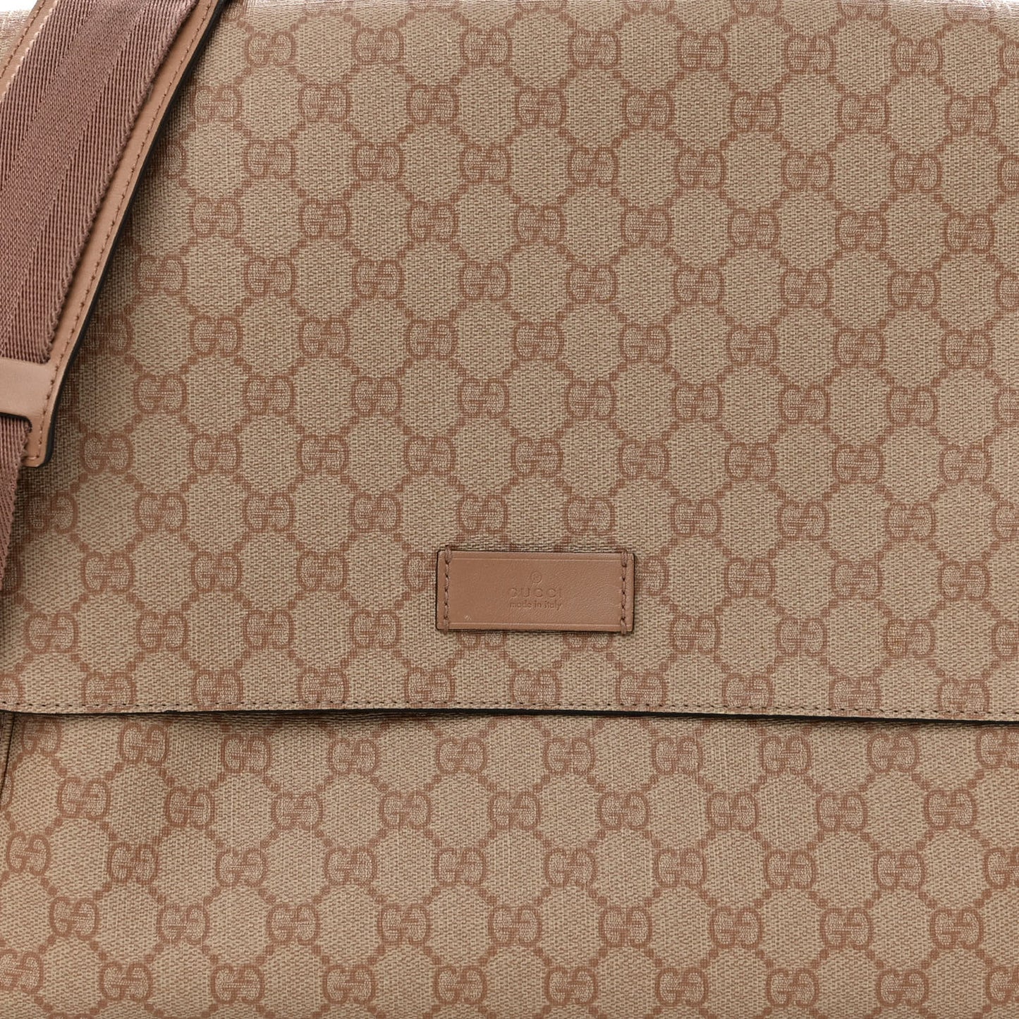 GG Supreme Monogram Messenger Diaper Bag Beige
