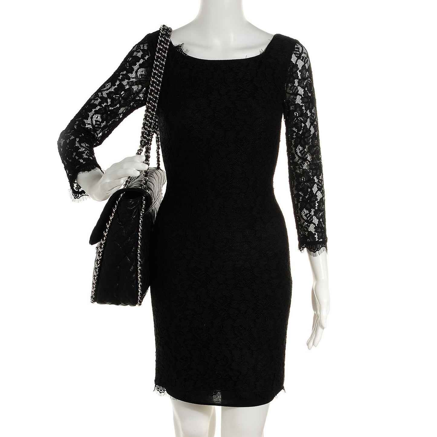Crumpled Lambskin Chain Around Maxi Flap Bag Black