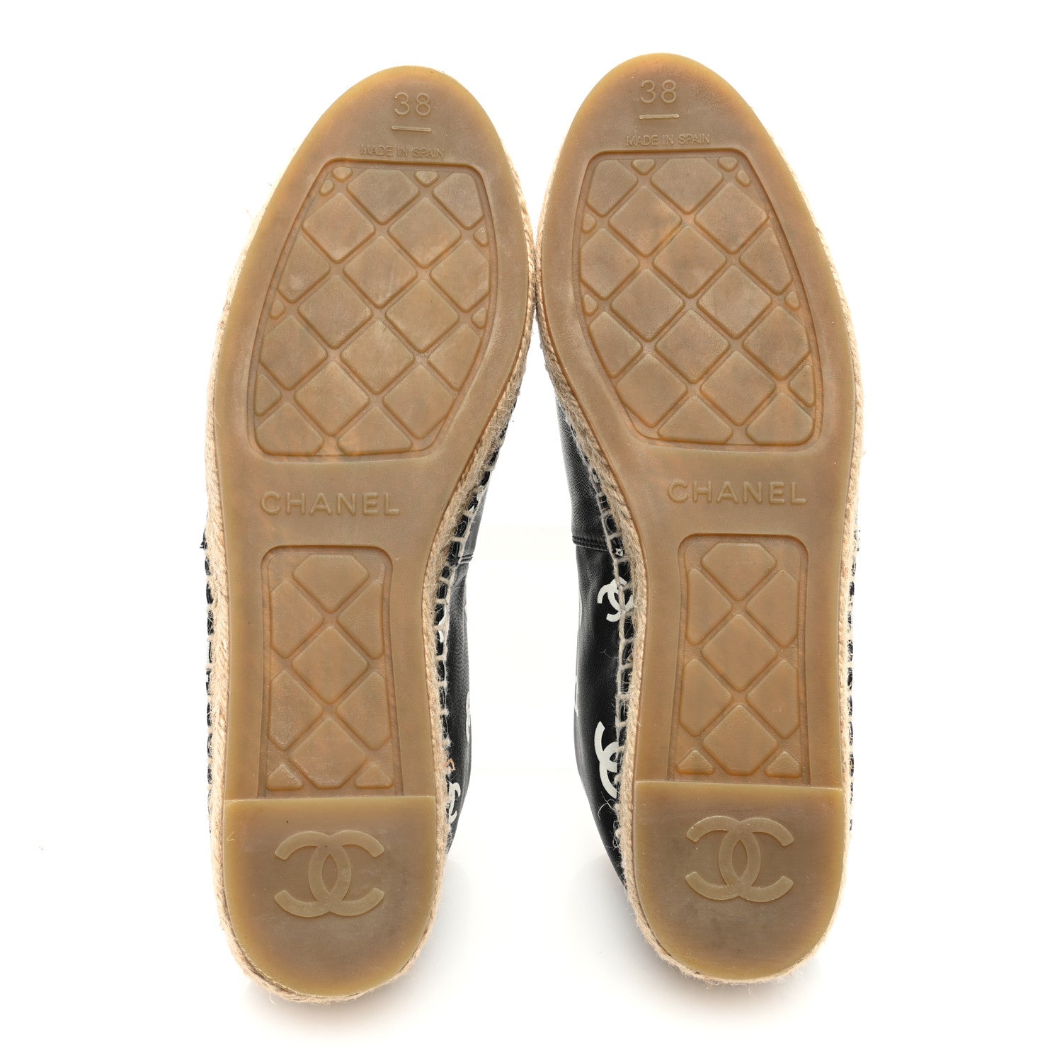 Chanel Lambskin Printed CC Espadrilles 38 Black White 5 of 9