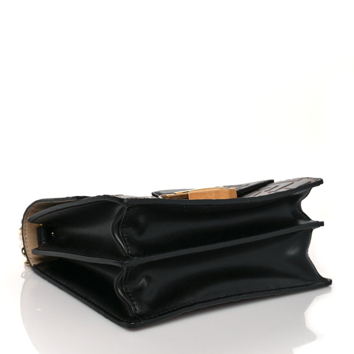 Vitello Liberty Bi-Color FF 1974 Embossed Small Kan U Shoulder Bag Maya Black