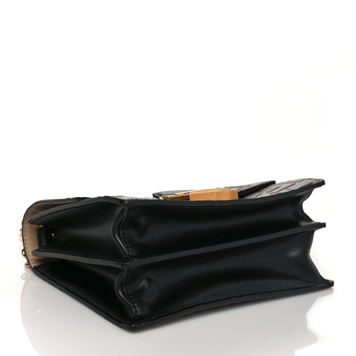 Fendi Vitello Liberty Bi-Color FF 1974 Embossed Small Kan U Shoulder Bag Maya Black 4 of 10