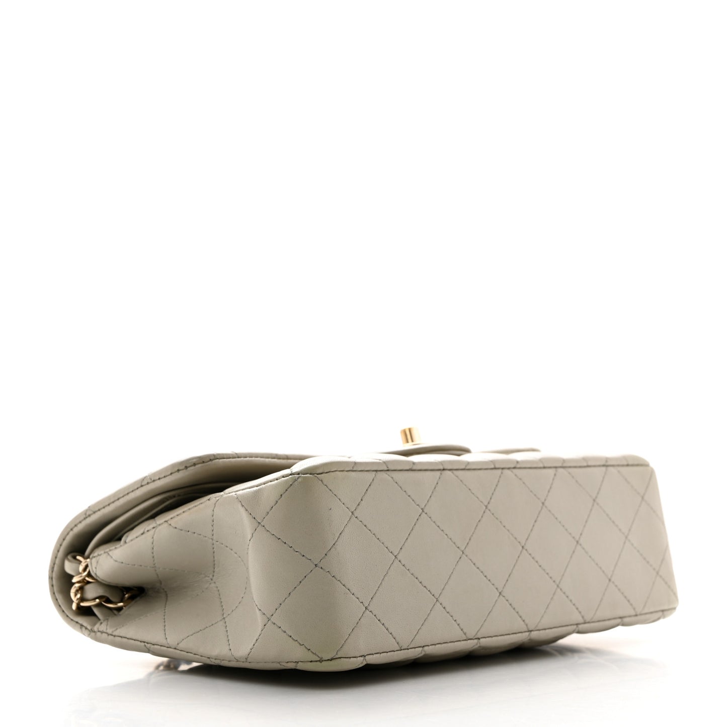 Lambskin Quilted Small Double Flap Light Grey