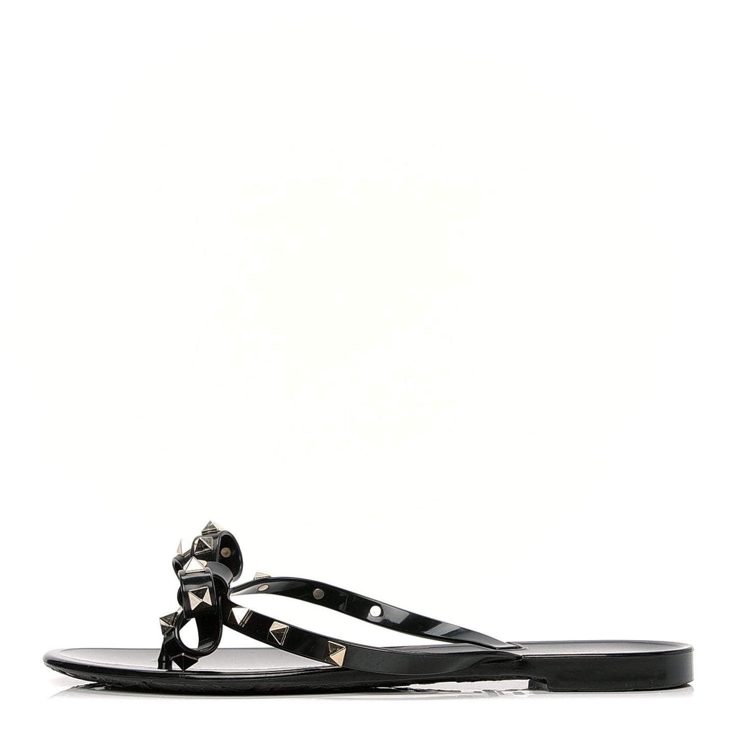 PVC Jelly Rockstud Bow Thong Sandals 40 Black