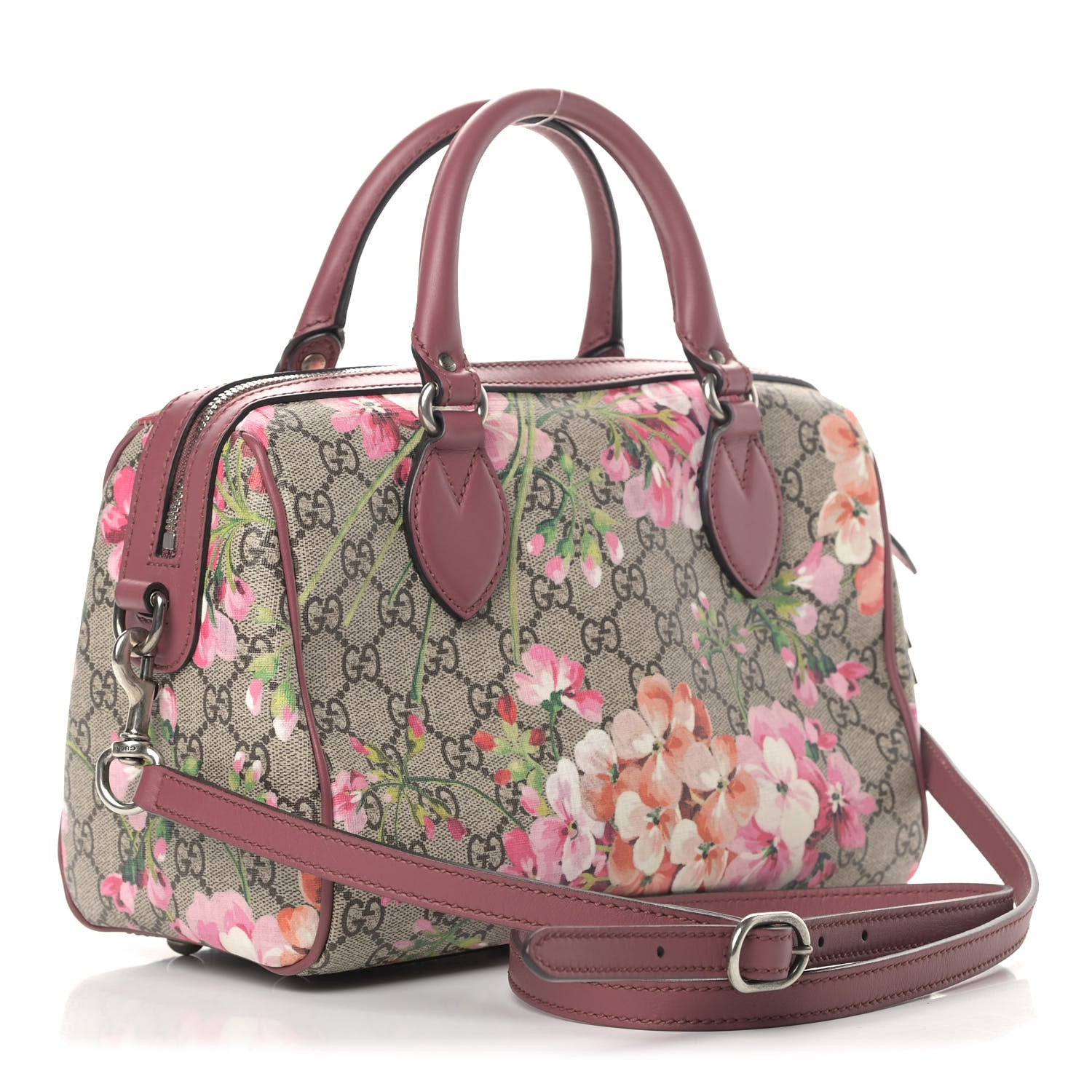 Gucci GG Supreme Monogram Blooms Small Boston Beige Multicolor Dry Rose 2 of 5