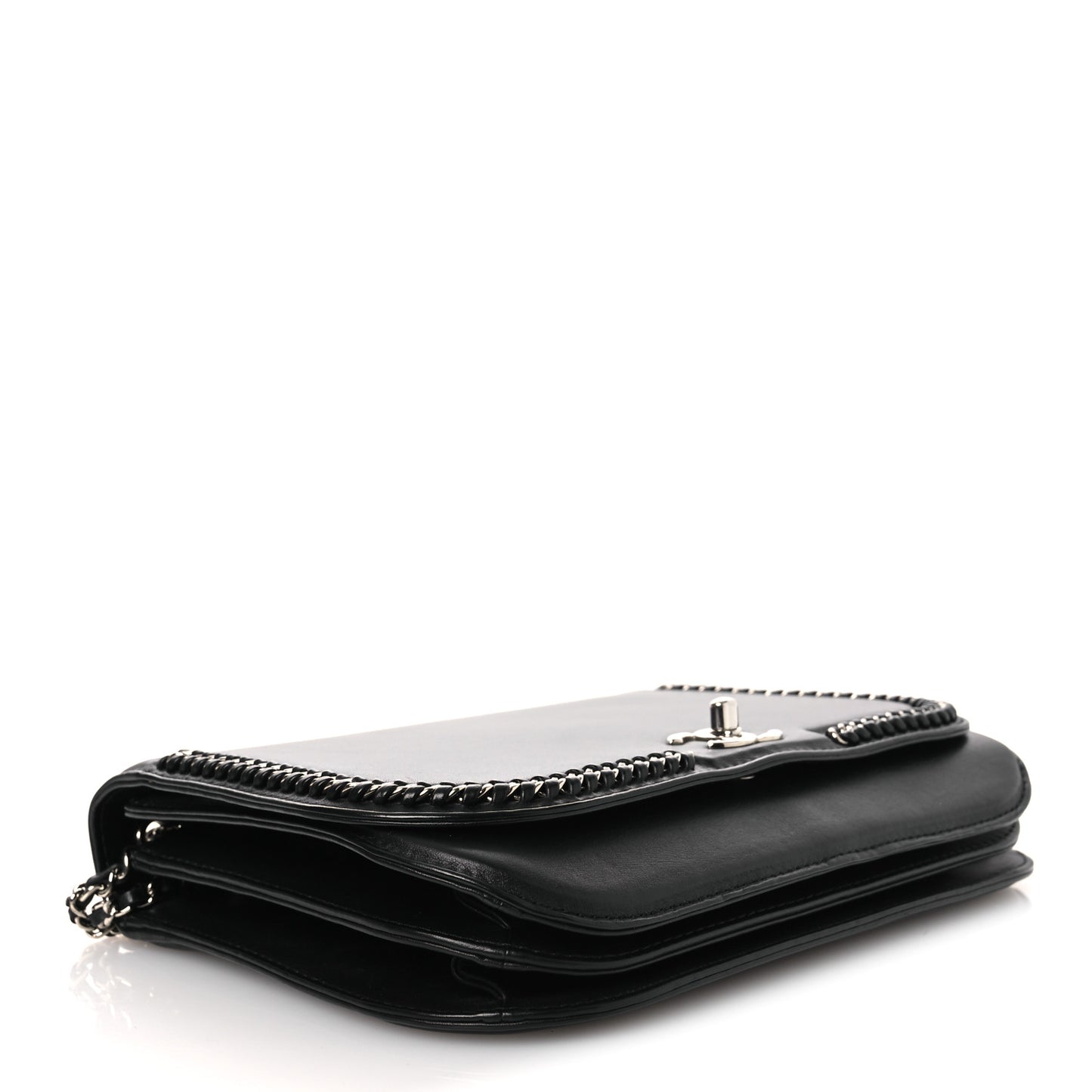 Calfskin Braided Small Chic Flap Black