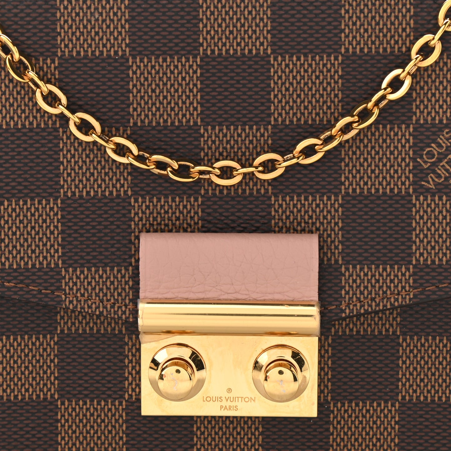 Damier Ebene Croisette Chain Wallet Magnolia