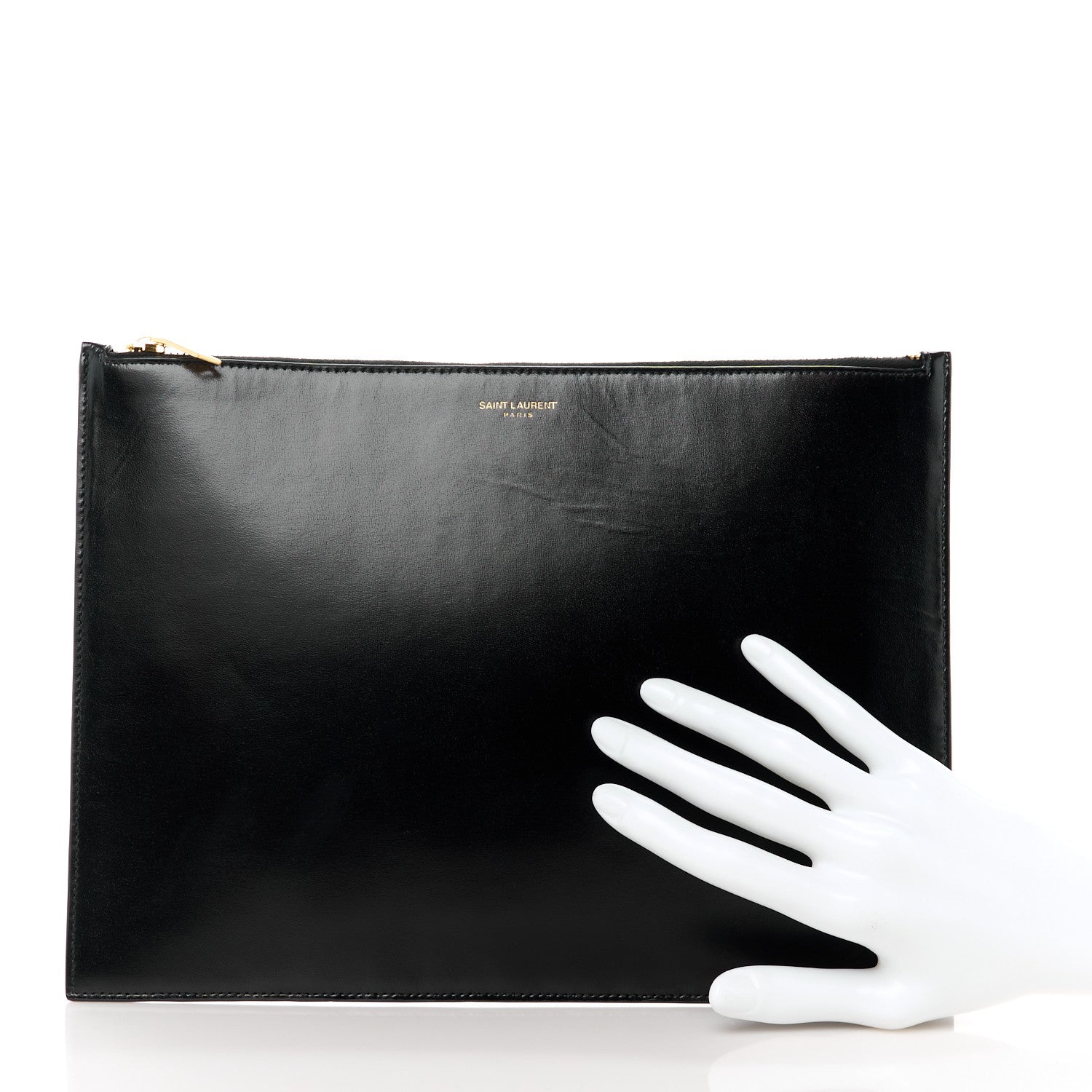 Saint Laurent Calfskin Medium Zip Clutch Black 2 of 11