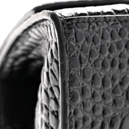 Balenciaga Shiny Calfskin Monochrome Crocodile Embossed Small Hourglass Top Handle Bag Black 10 of 10