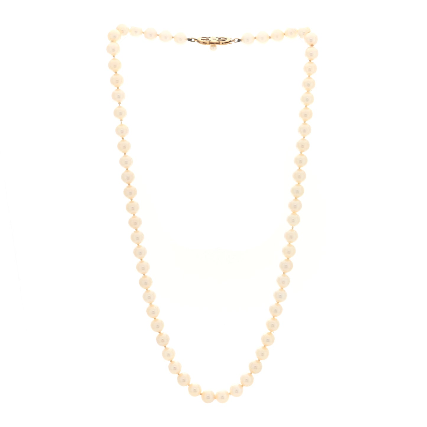 18K Yellow Gold Akoya Cultured Pearl 6.5-7mm Strand Necklace