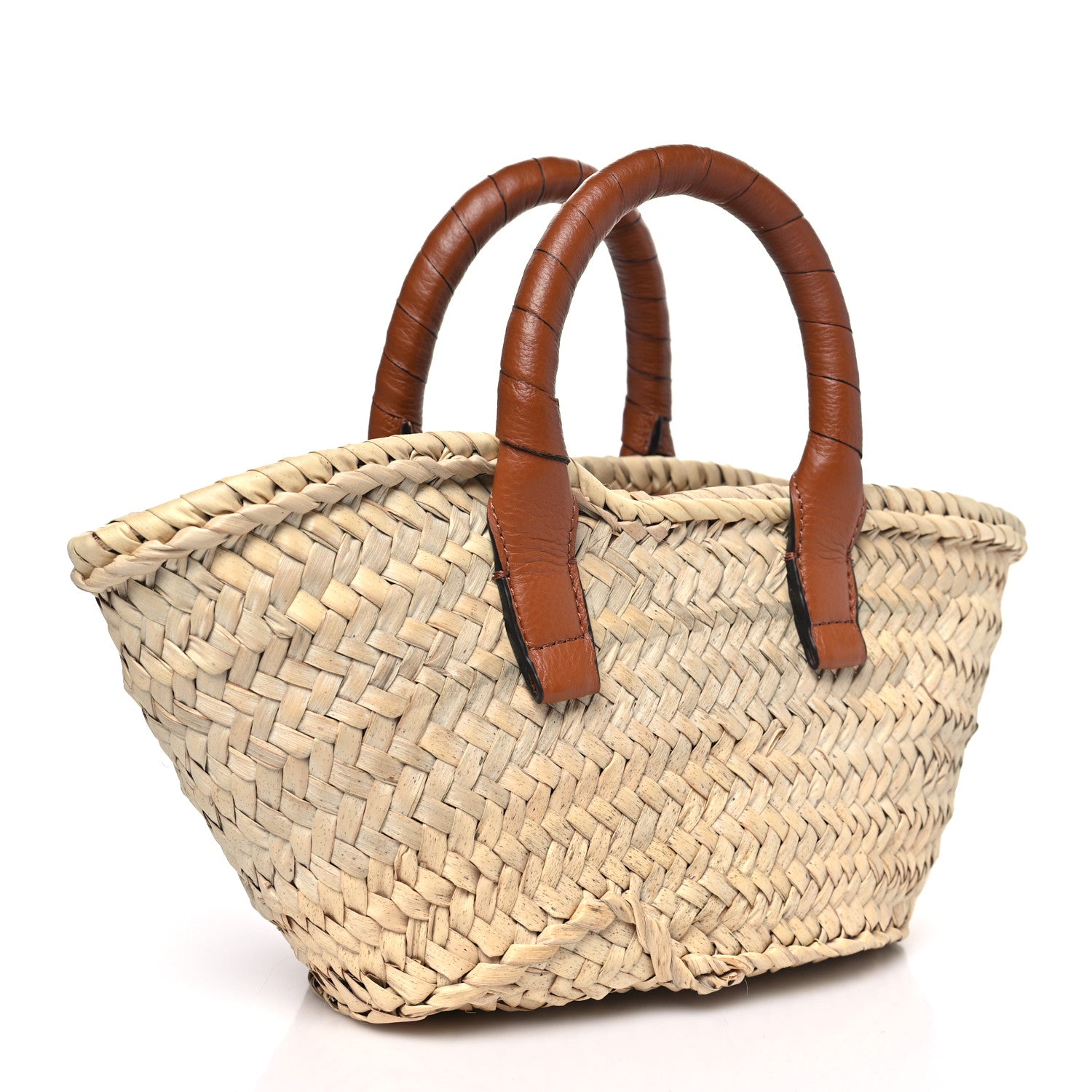Chloe Raffia Small Grain Calfskin Mini Marcie Basket Tan 3 of 9