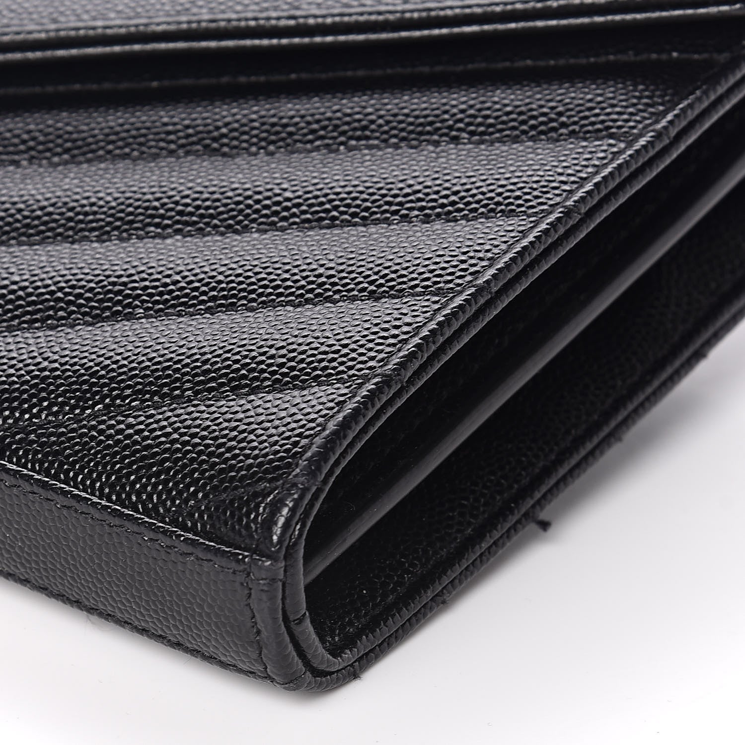 Saint Laurent Grain De Poudre Matelasse Chevron Monogram Chain Wallet Black 10 of 11