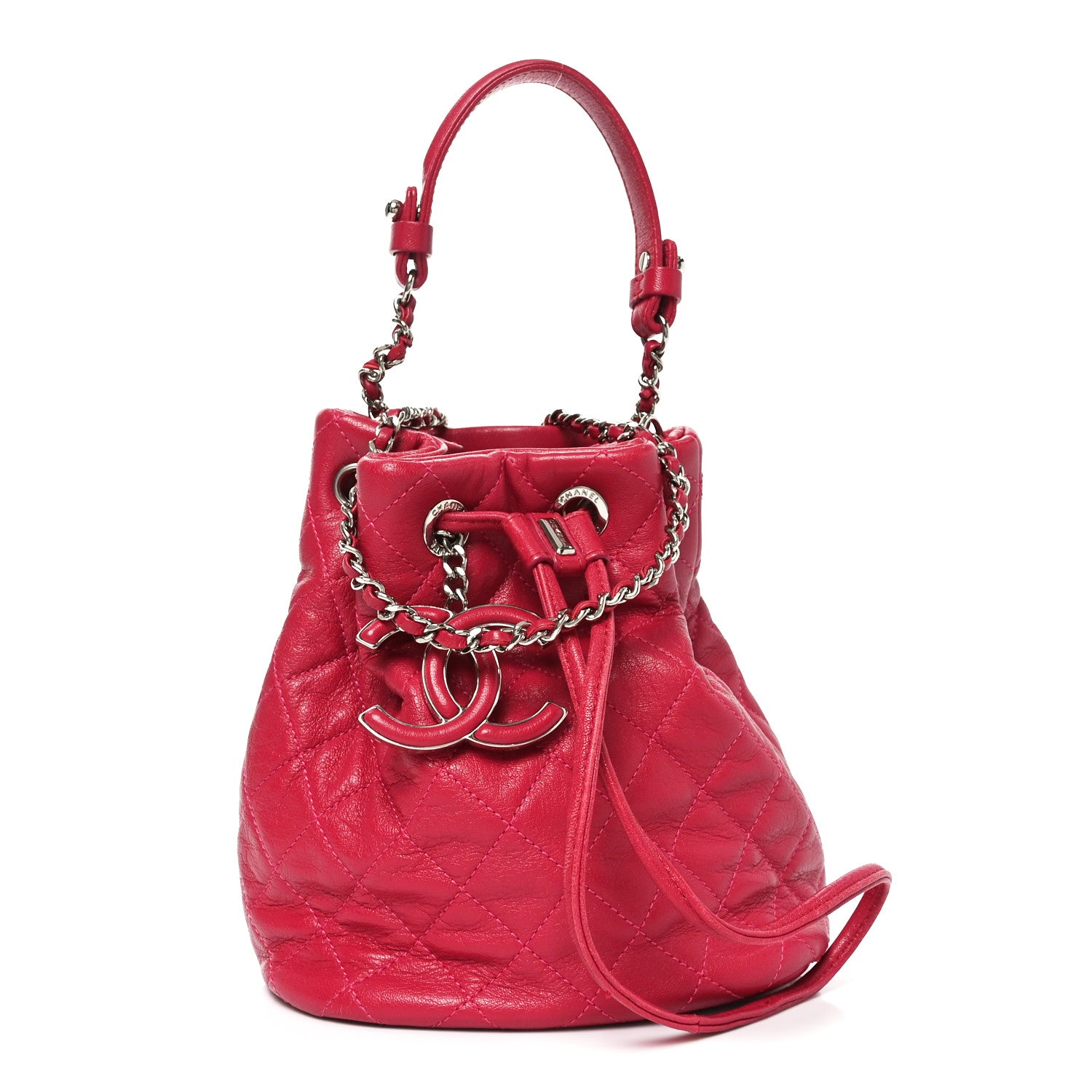 Chanel Lambskin Quilted CC Chain Bucket Bag Pink 1 of 10