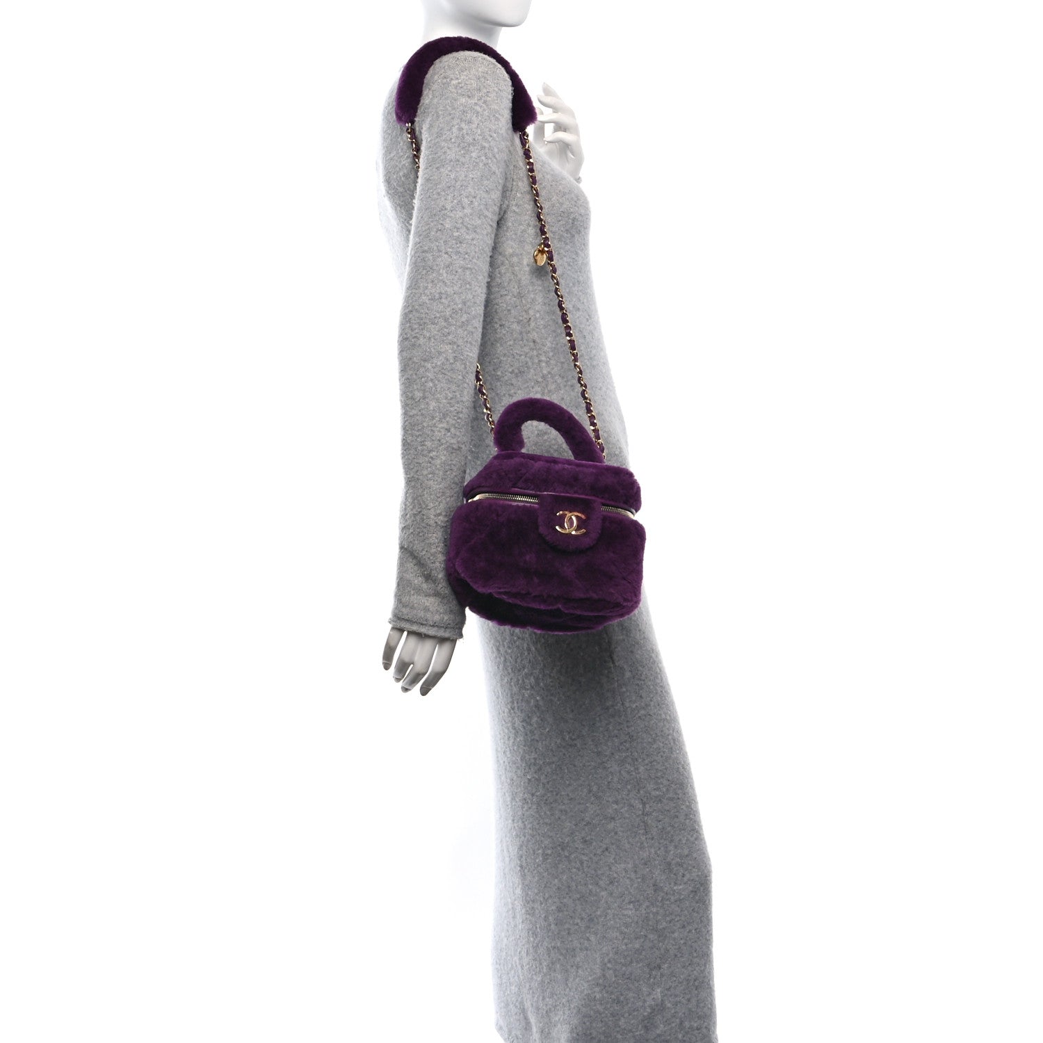 Chanel Shearling Lambskin Quilted Small Vanity Case Purple 3 of 12