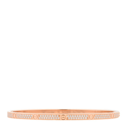 Cartier 18K Pink Gold Diamond Small LOVE Paved Bracelet 19 1 of 5