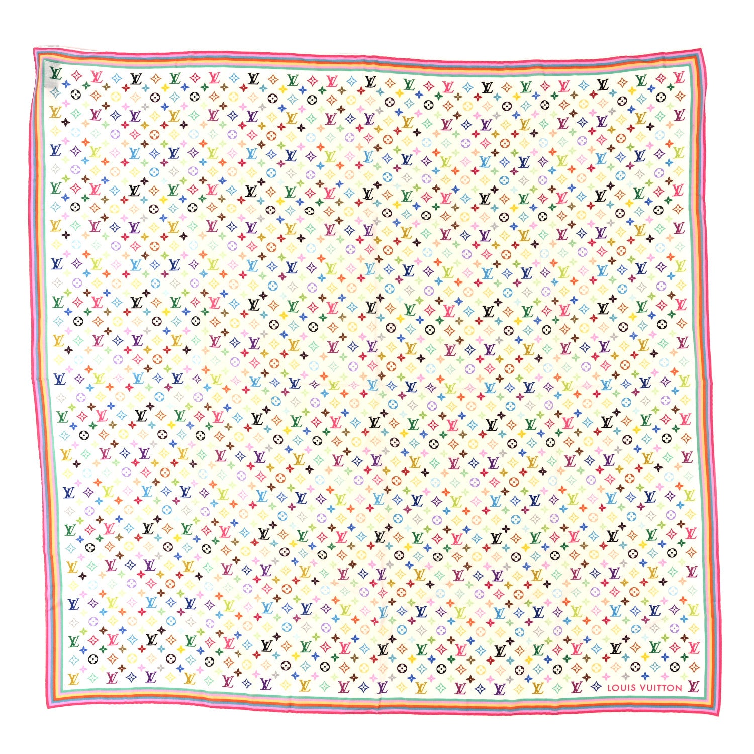 Louis Vuitton LV X TM Wool Silk Monogram Multicolor Shawl White 1 of 3