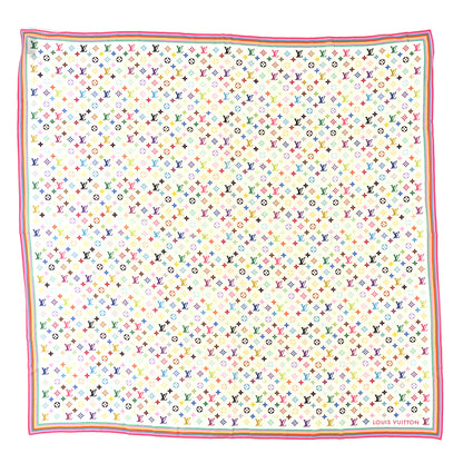 Louis Vuitton LV X TM Wool Silk Monogram Multicolor Shawl White 1 of 3