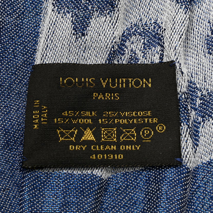 Louis Vuitton Silk Wool Monogram Ikat Stole Blue 3 of 3