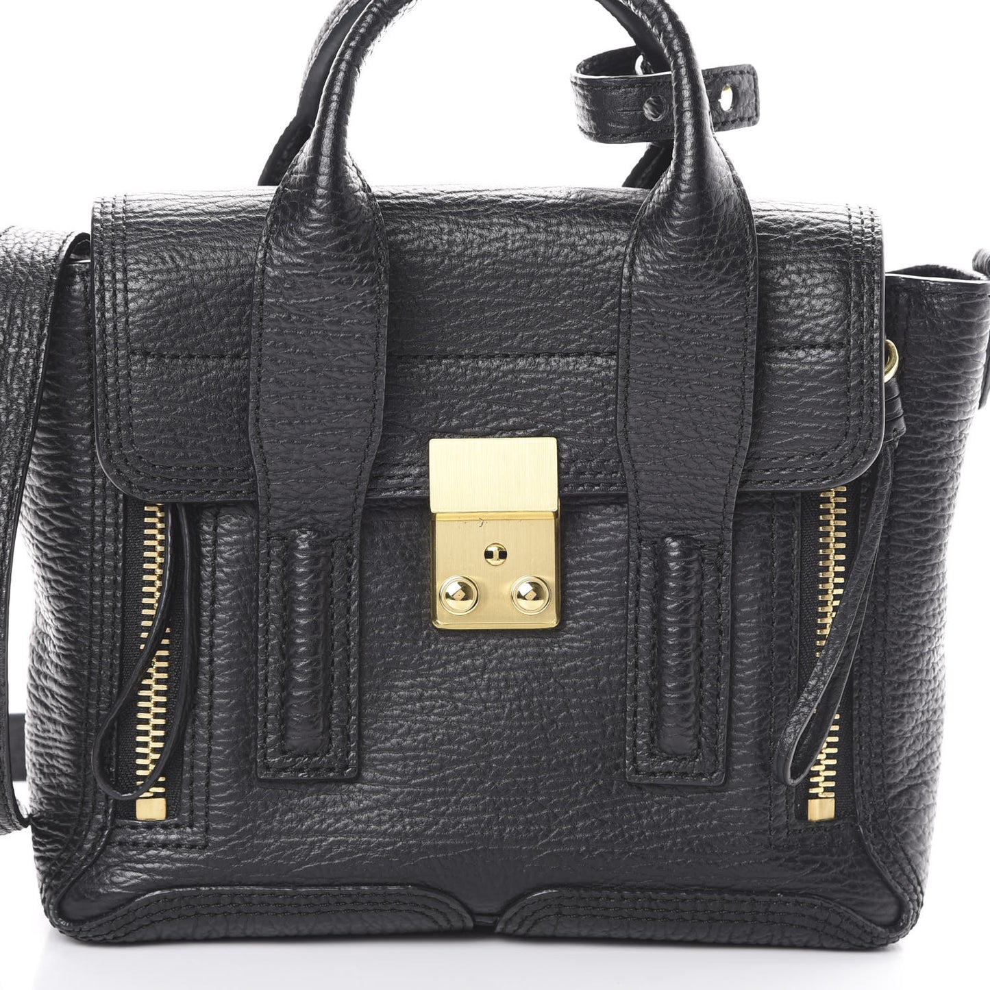3.1 Textured Calfskin Mini Pashli Satchel Black