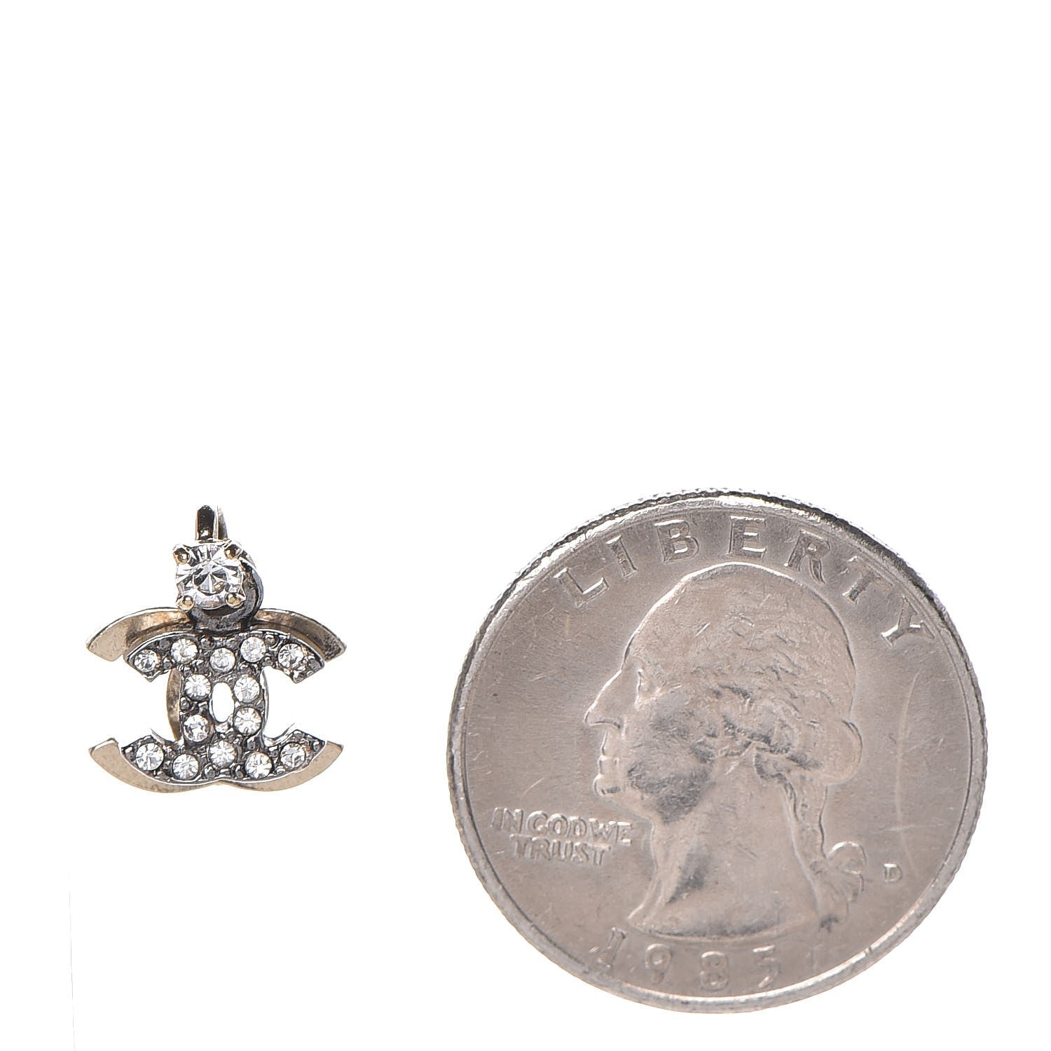 Chanel Ruthenium Crystal Double CC Earrings Gold 2 of 5