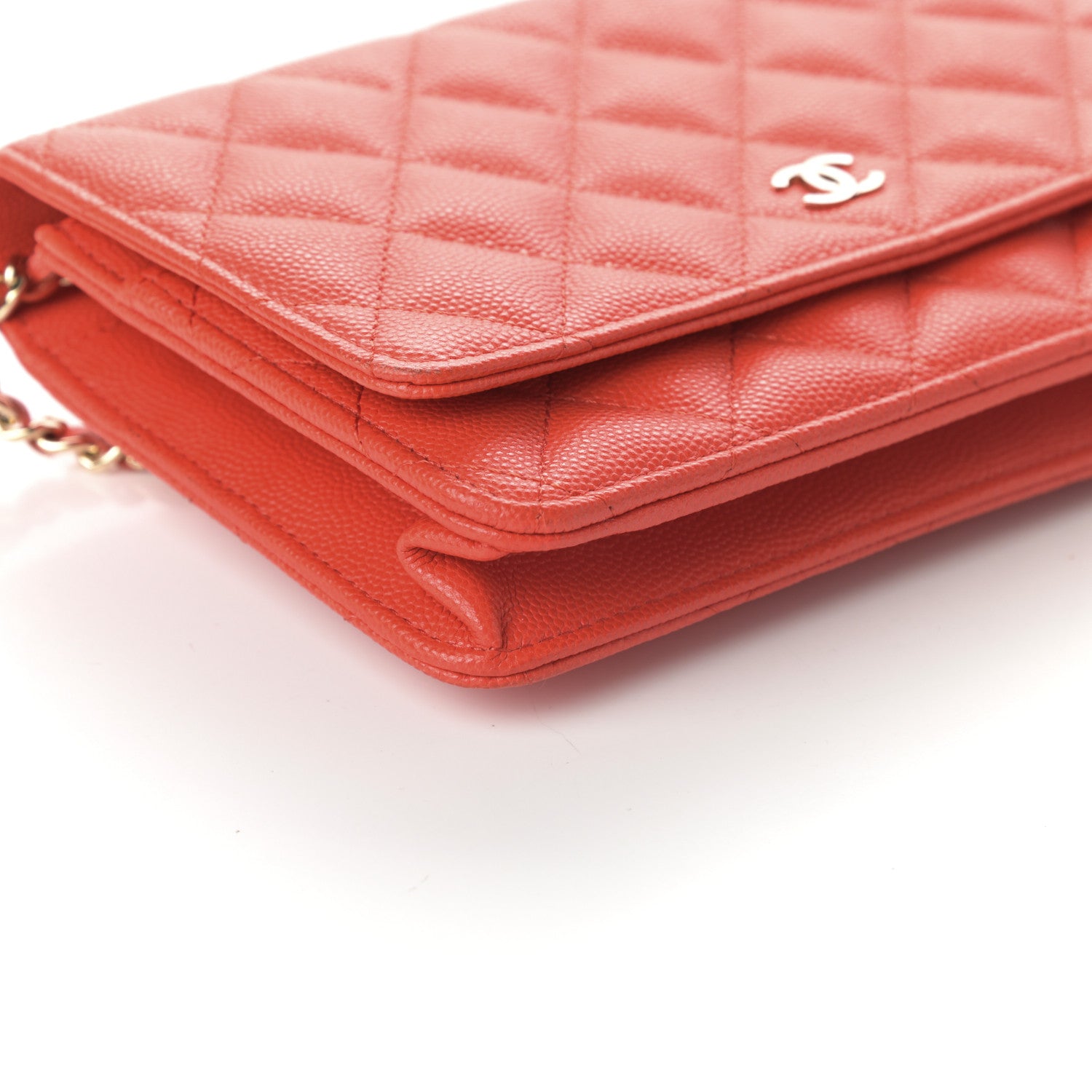 Chanel Caviar Quilted Wallet On Chain WOC Orange 9 of 10