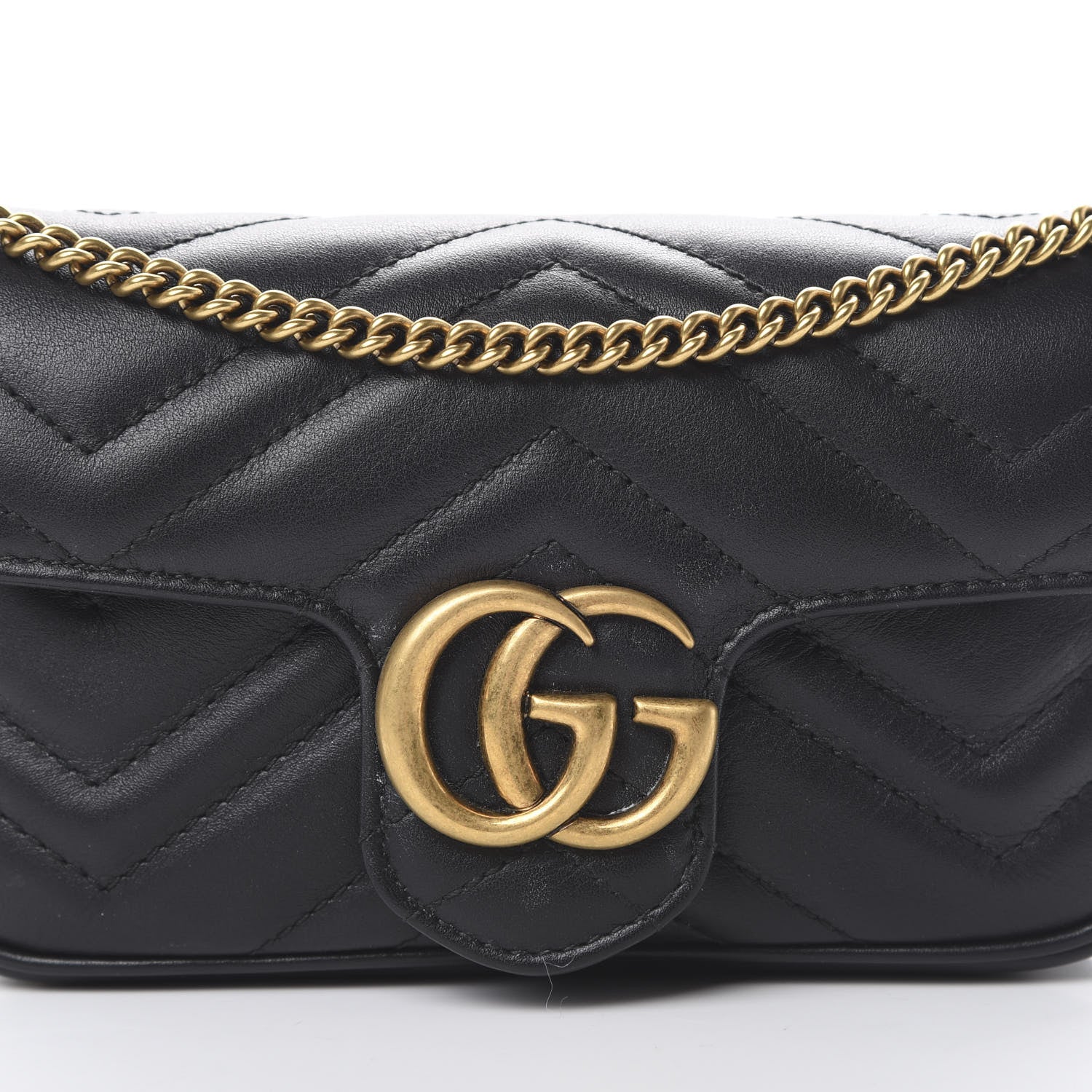 Gucci Calfskin Matelasse Super Mini GG Marmont Shoulder Bag Black 7 of 11