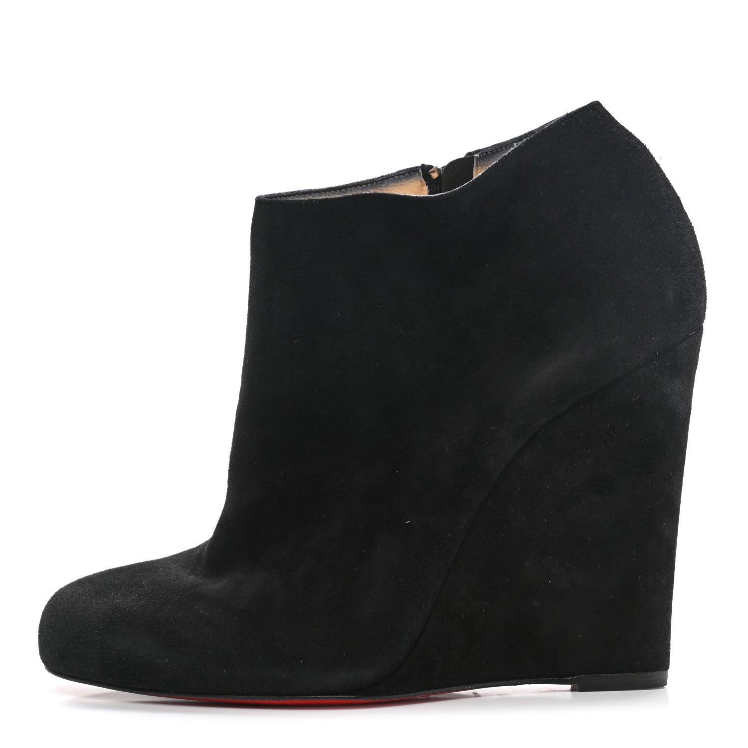 Christian Louboutin Suede Belle Zeppa 100 Wedge Ankle Boots 40.5 Black 1 of 13