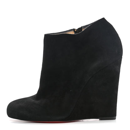 Christian Louboutin Suede Belle Zeppa 100 Wedge Ankle Boots 40.5 Black 1 of 13