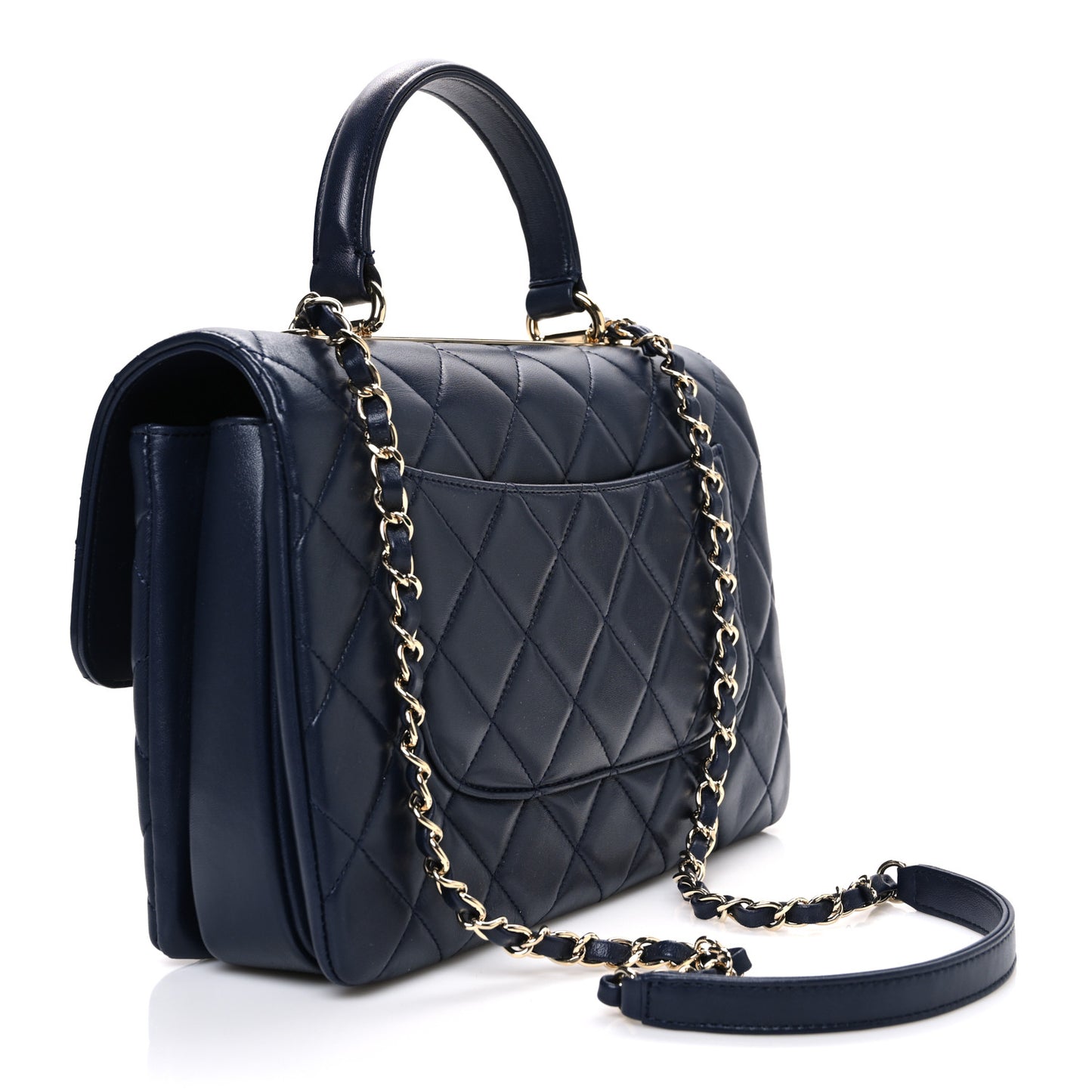 Lambskin Quilted Medium Trendy CC Flap Dual Handle Bag Blue