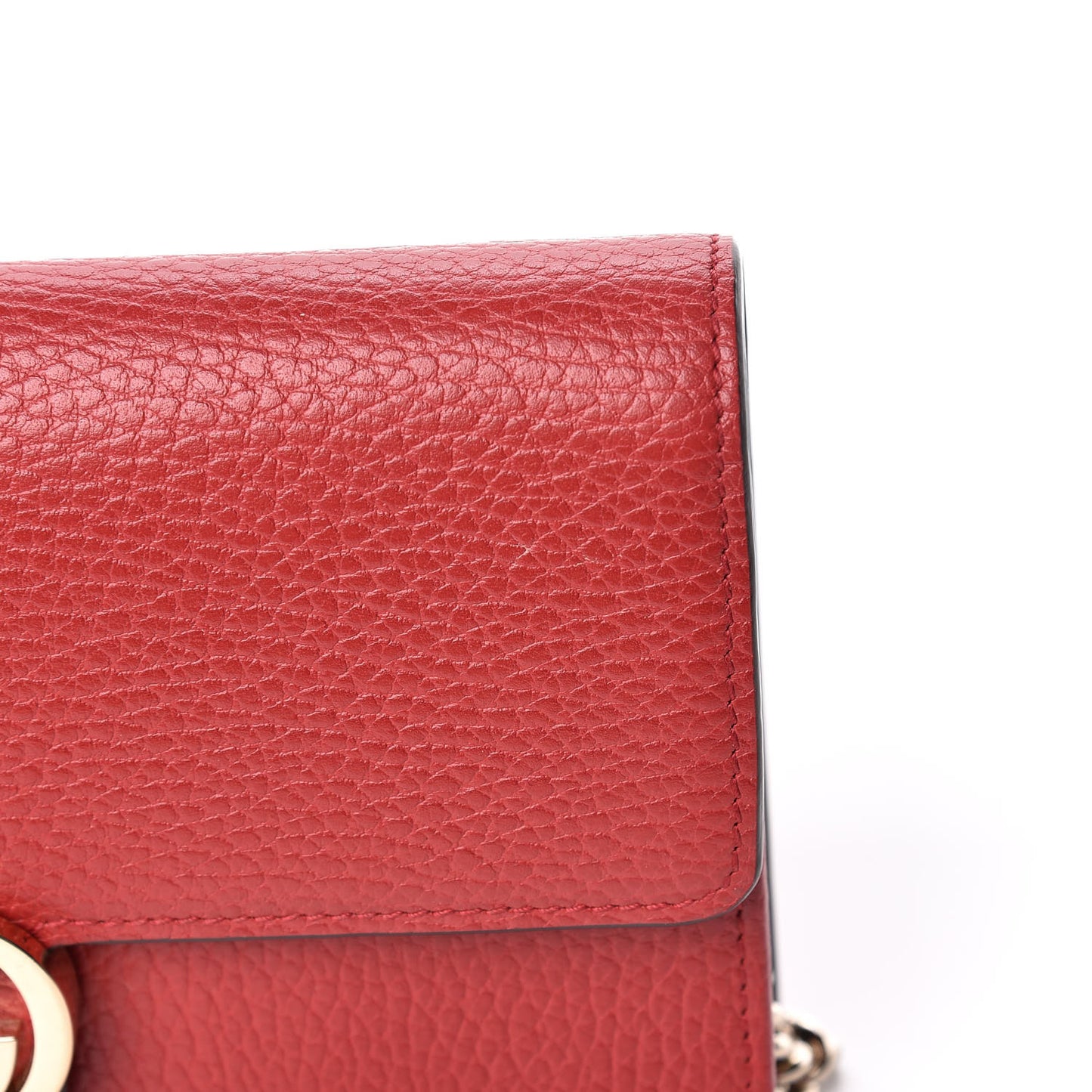 Dollar Calfskin Interlocking G Chain Wallet Red