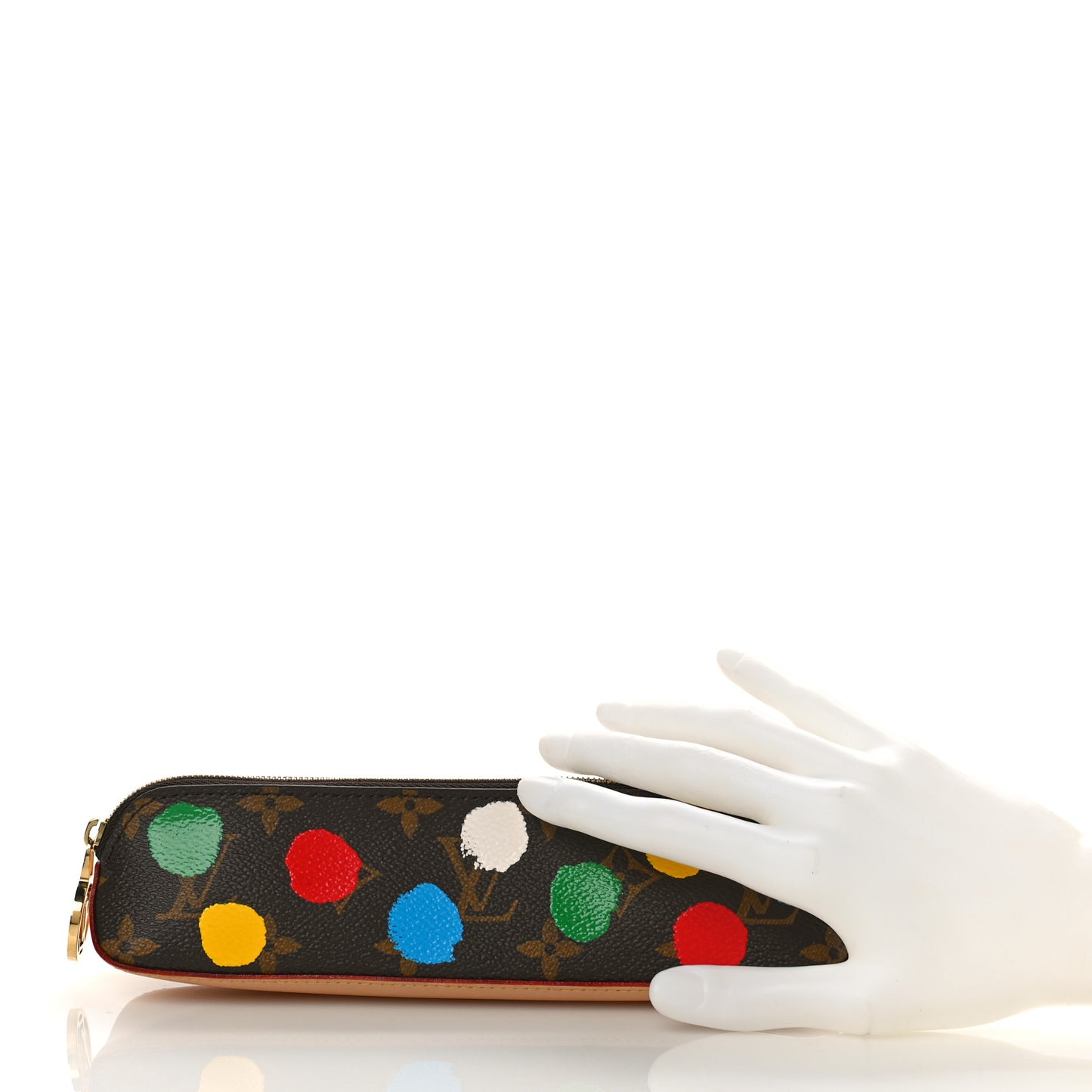X YK Monogram Dots Elizabeth Pencil Pouch Multicolor