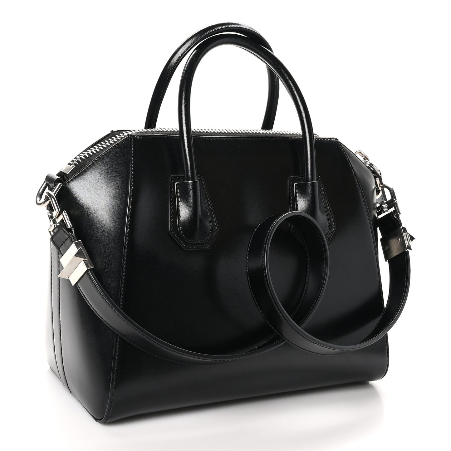 Shiny Lord Calfskin Small Antigona Black