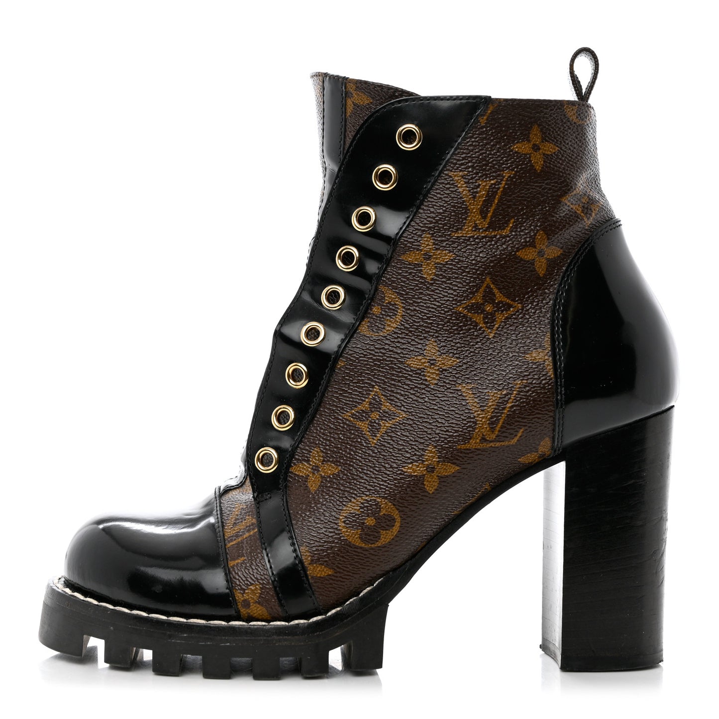 Patent Calfskin Monogram Star Trail Ankle Boots 39 Black