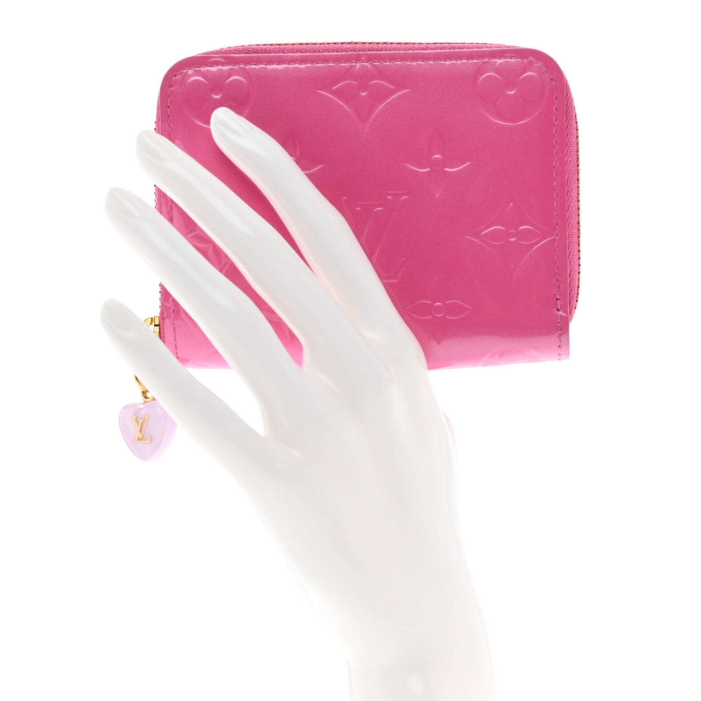 Vernis Enamel Heart Zippy Coin Purse Neon Pink