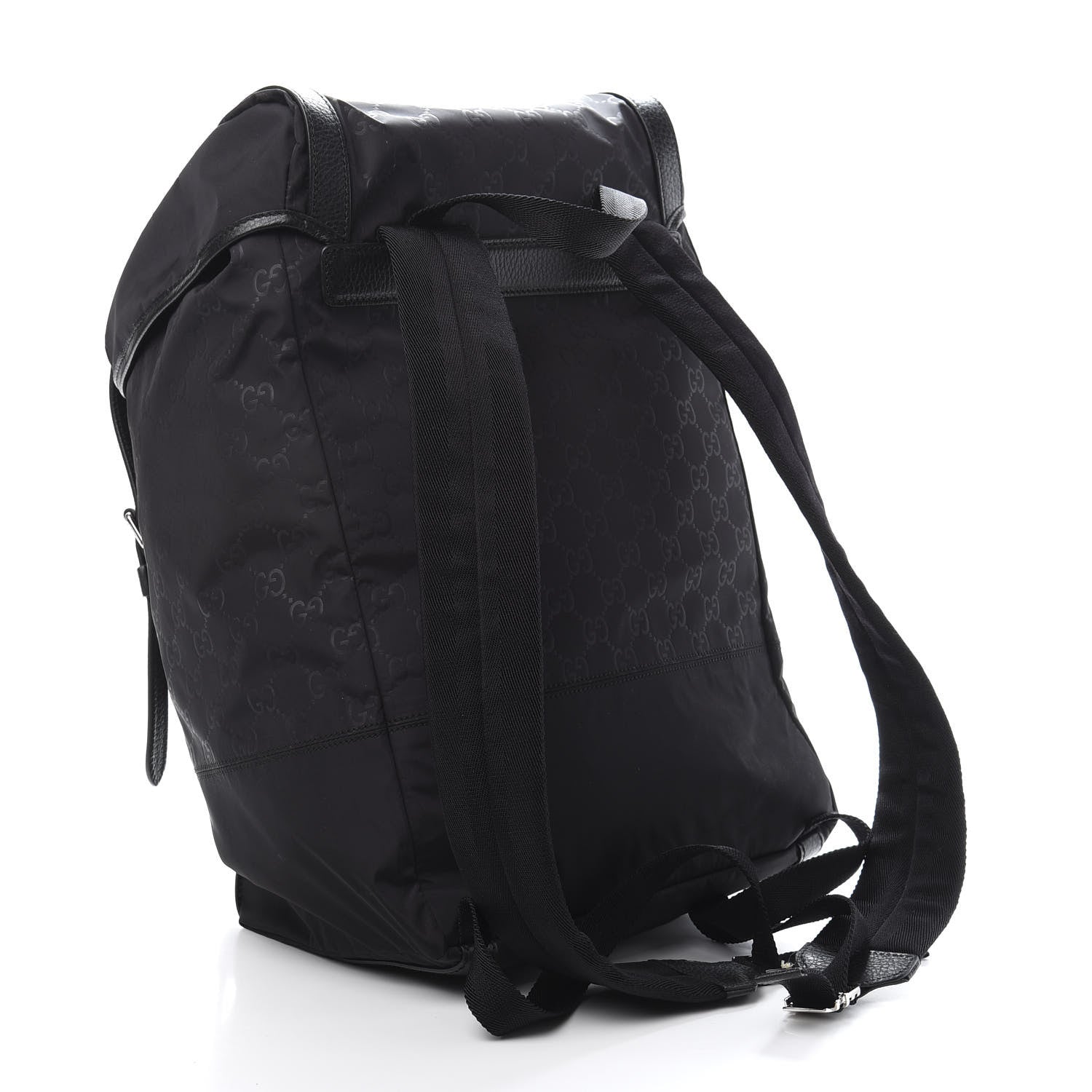Gucci Nylon Monogram Medium Light Double Buckle Backpack Black 2 of 10