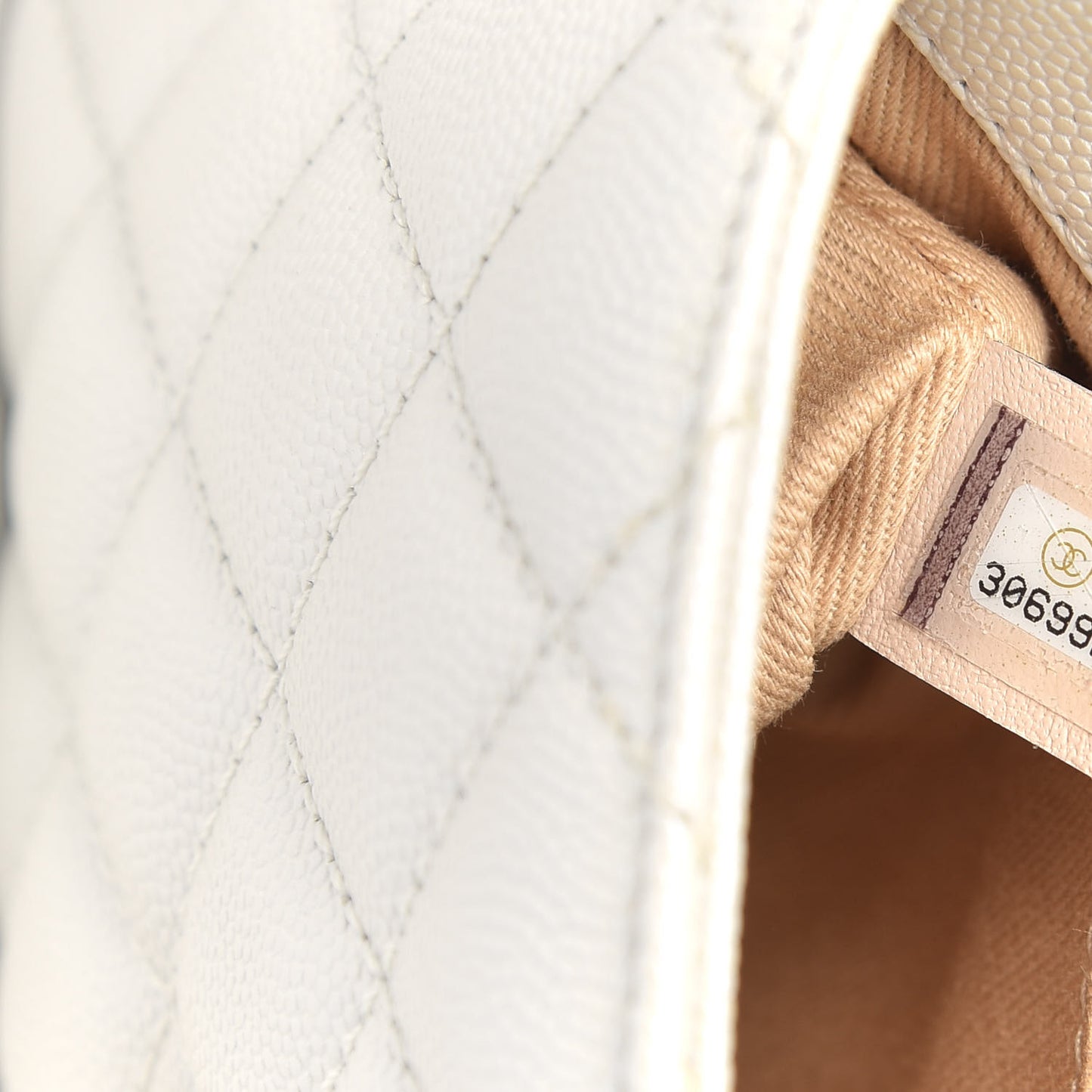 Iridescent Caviar Quilted Extra Mini Coco Handle Flap White