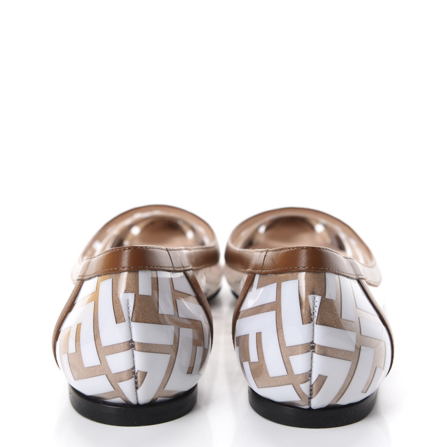 PVC Calfskin FF Colibri Ballerina Flats 38 White Cuoio