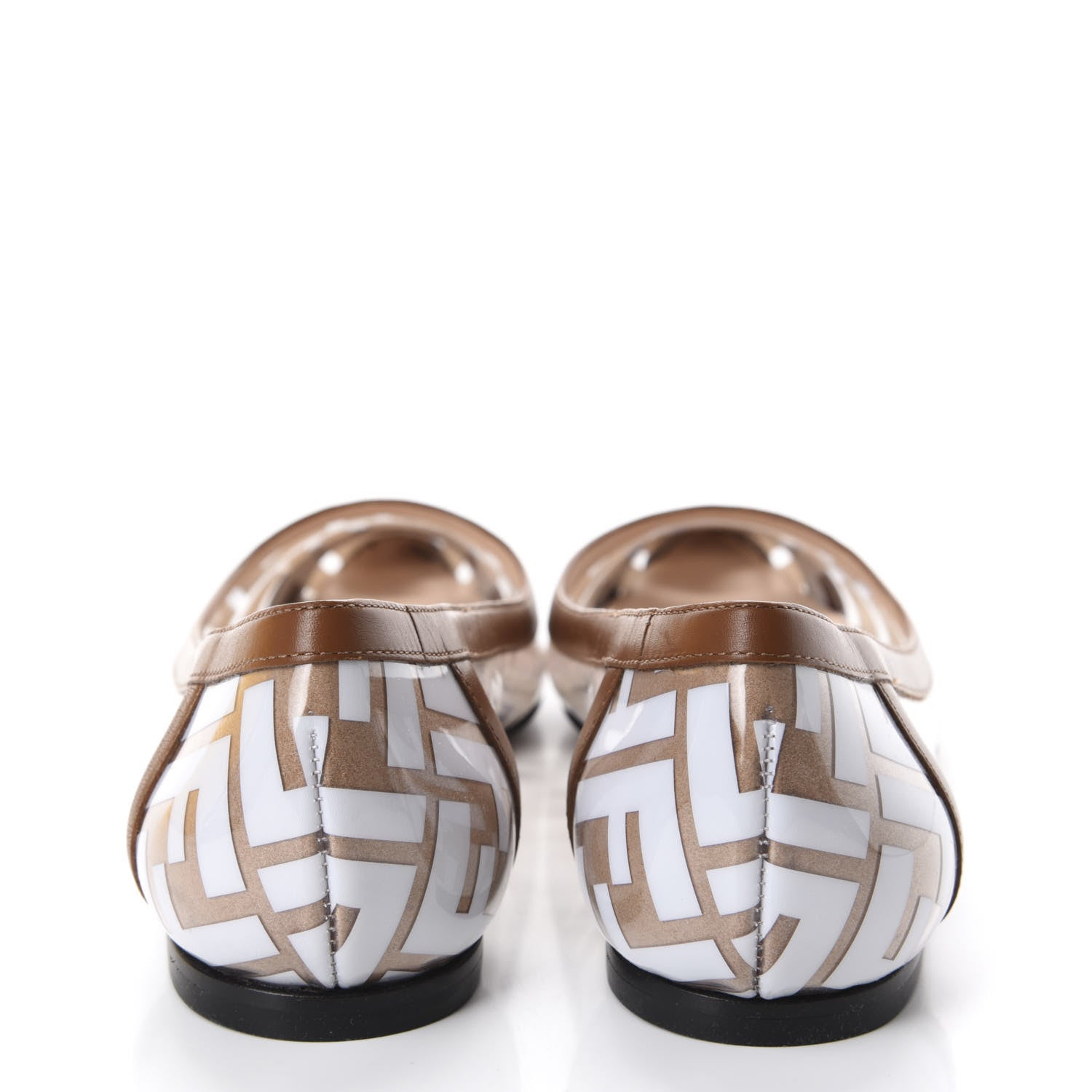 Fendi PVC Calfskin FF Colibri Ballerina Flats 38 White Cuoio 5 of 9