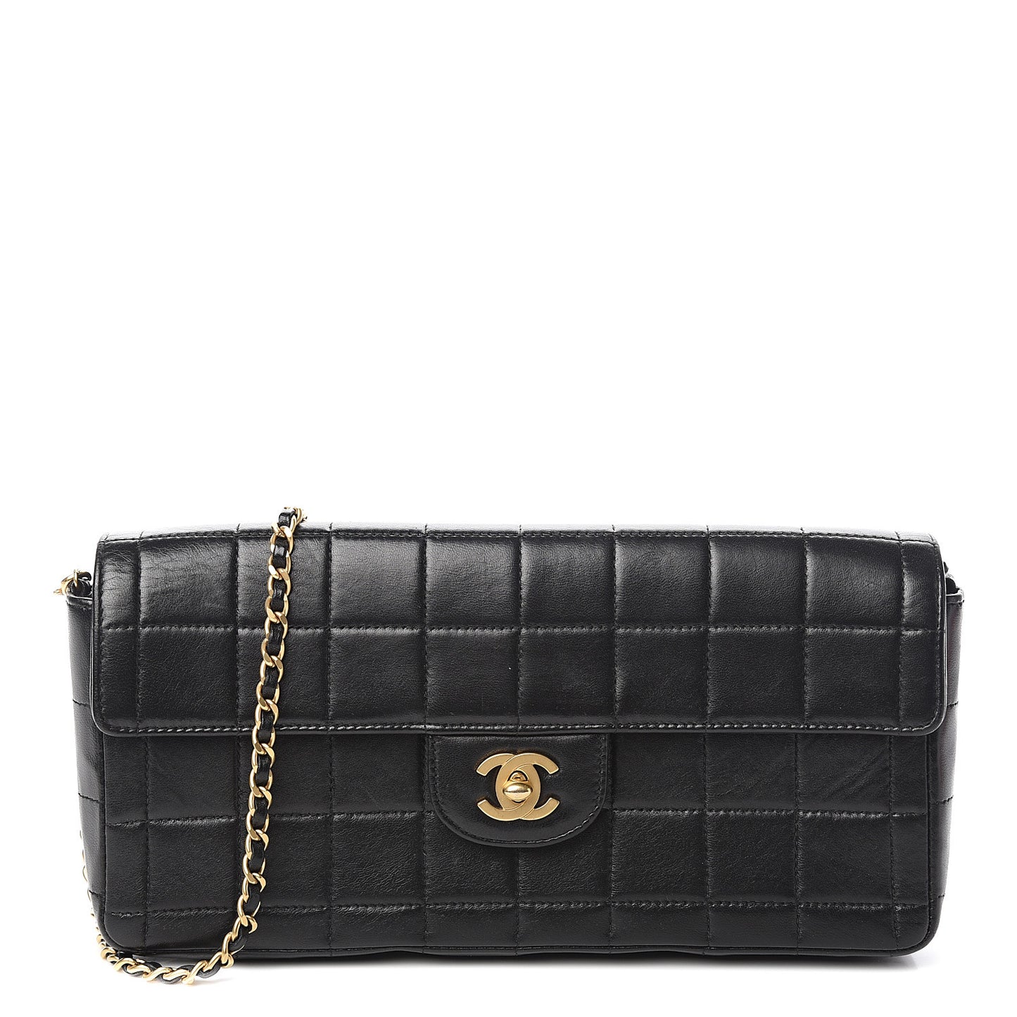 Lambskin East West Chocolate Bar Flap Black