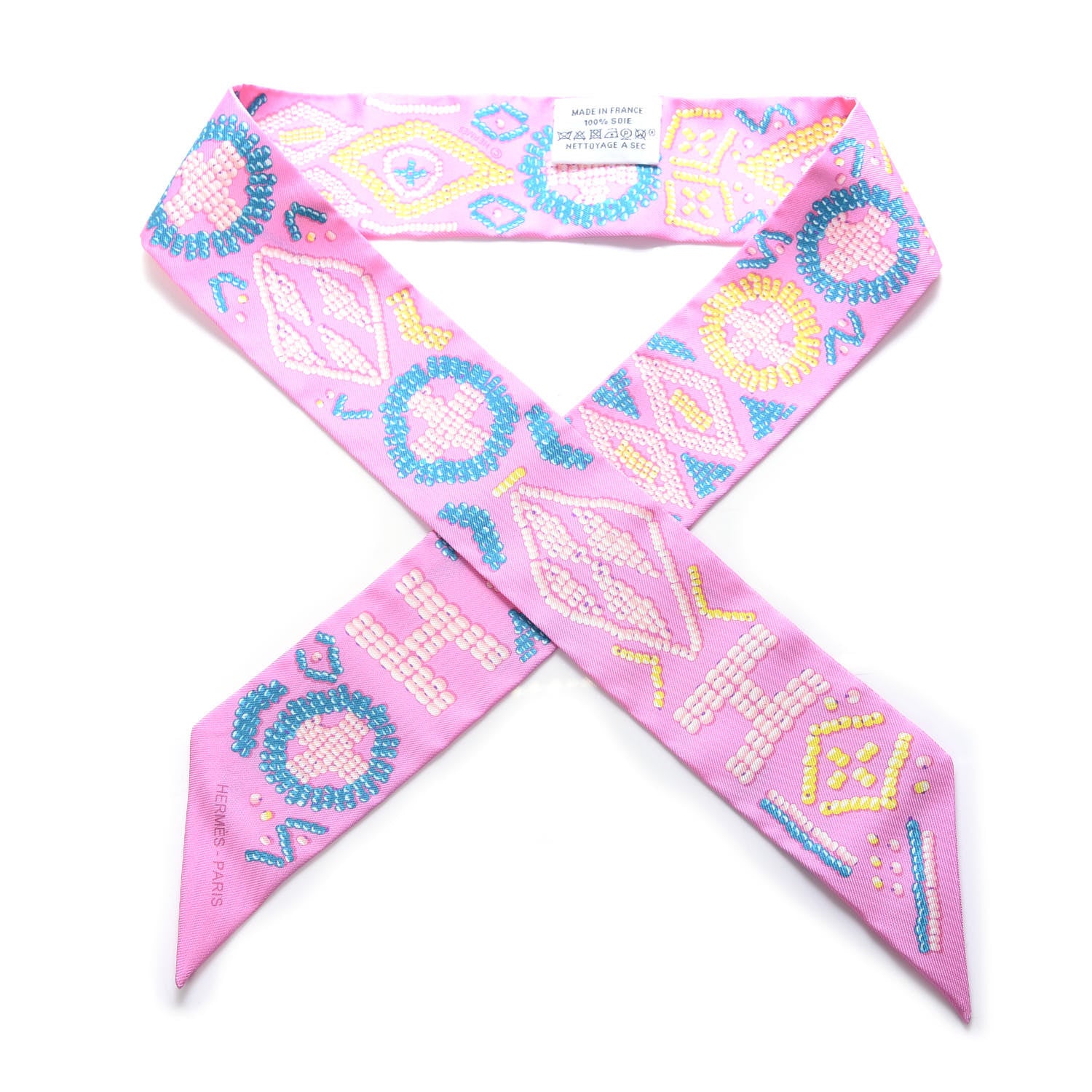 Hermes Silk Kelly En Perles Twilly Rose Bonbon Canard 1 of 3