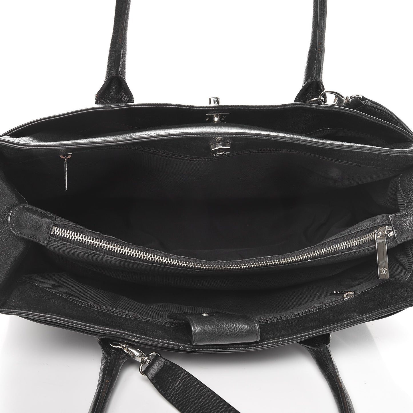 Calfskin Cerf Executive Shopper Tote Black